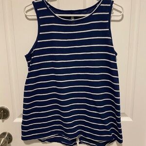 St. John's Bay Navy and White Striped Tank Top
